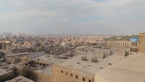 Panoramic cityscape of Islamic Cairo, Cairo, Egypt. Old historical city