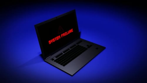 Animated Laptop Displaying System Failure Warning