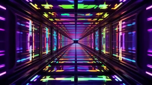 Futuristic Neon SciFi Tunnel Motion Loop VJ Background