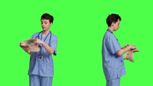 Nurse Explaining Use of Cervical Collar in Case of Spine or Neck Fracture