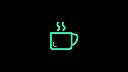 Minimalist Line Art Coffee Cup Icon Animation