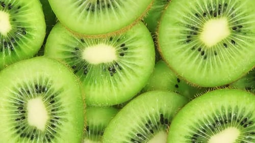 Vibrant Close Up of Sliced Green Kiwifruit