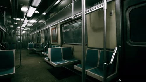 Empty Subway Wagon Using New York City Public Transportation System