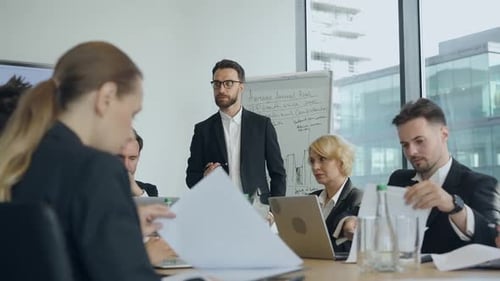 Group Meeting of Businessman People in Office Company Meeting for Brainstorm in Big Office Ceo