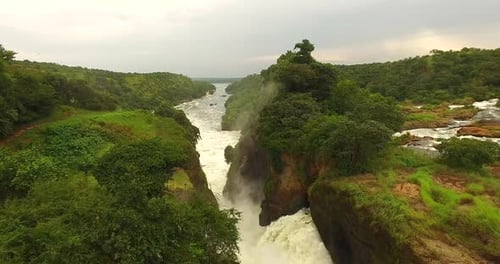 Murchison Falls, also known as Kabalega Falls, at the apex of Lake Albert