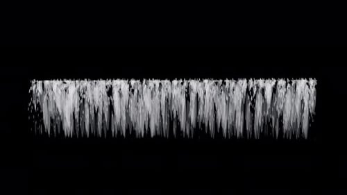Large Fountains Wall with Water Splashing on Alpha Channel Black Background