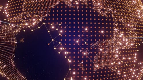 3D Global Data Network - Digital Information and Communication Technology Animation Background
