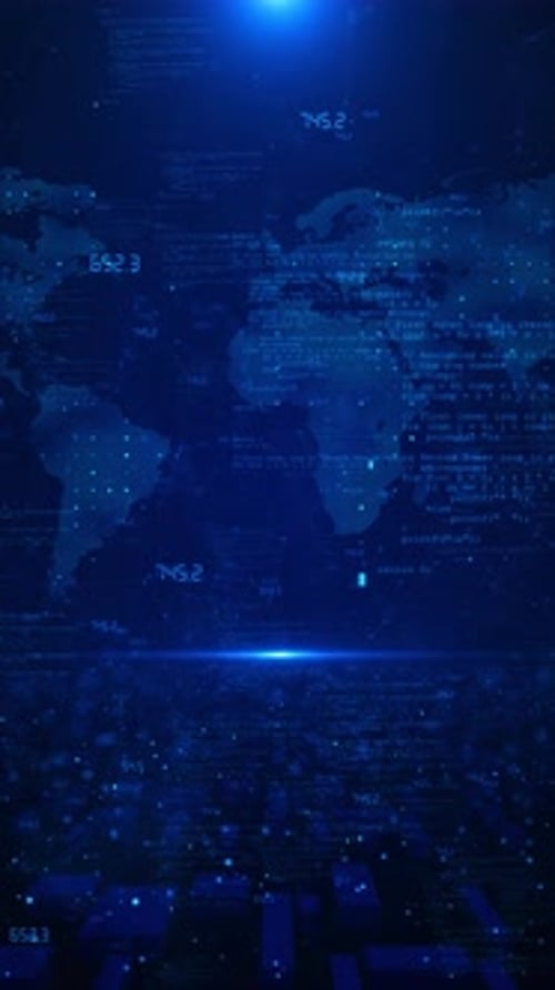 Futuristic Digital World Map Data Network Background