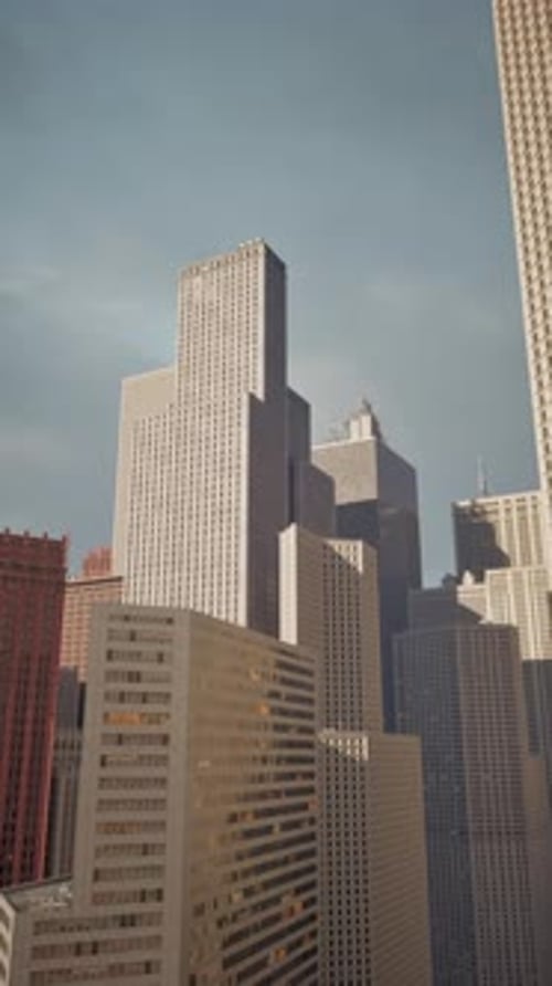 Vertical City Skyline Upward Motion