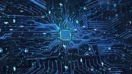 Futuristic Digital CPU Processor Circuit Board Animation