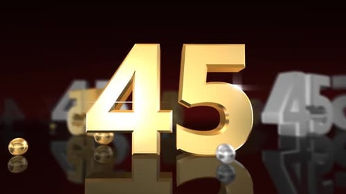 Golden 3D Number Countdown with Metallic Reflection