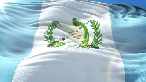 Realistic Waving Flag of Guatemala with National Emblem