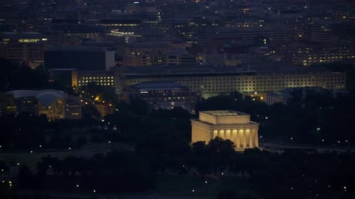 Washington, D.C. Circa-2017, Pull Out Form Lincoln Memorial to Reveal City Buildings