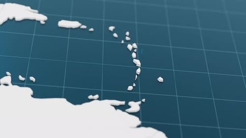 Blue Martinique 3d Map with Pointer Pin Surrounded with Other Countries in White Political Map with