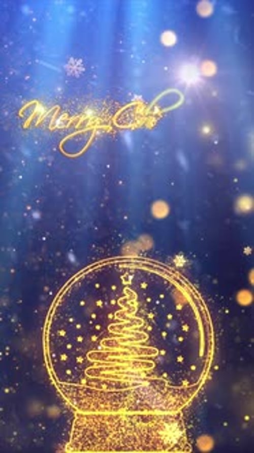 Merry Christmas Snow Globe Background 6- Vertical Video