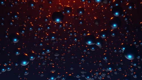 Bunch of bubbles floating in the air with red background. Infinitely looped animation