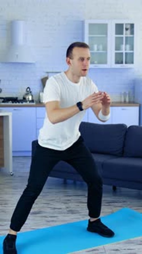 Young Adult Man Doing Home Workout