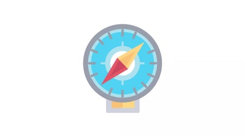 Animated Flat Design Compass Icon Reveal