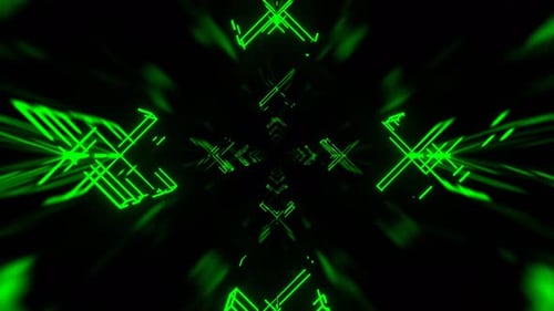 Green And Yellow Square Neon Sci Fi Strobe Flashing Tunnel Background Vj Loop In 4K