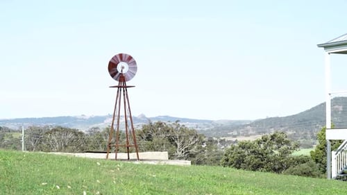 Small Old Windmill on Farm