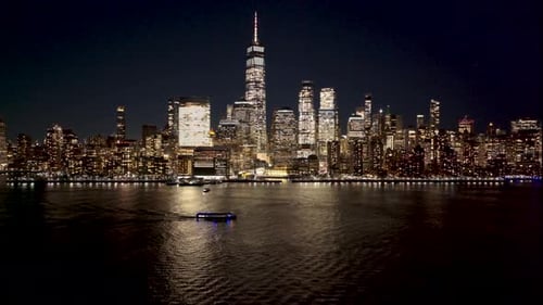 Night Skyline of New York Skyline At Manhattan In New York United States.