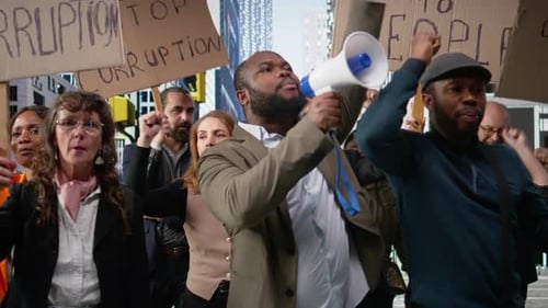 Large Crowd of Protesters Taking Action Against Corrupt Government