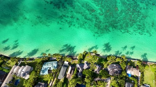 Aerial view of Kailua coastline, United States.