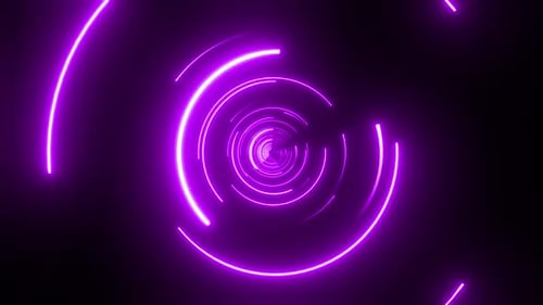 Lebendiger Neon-Tunnelwirbel mit leuchtender lila Energie