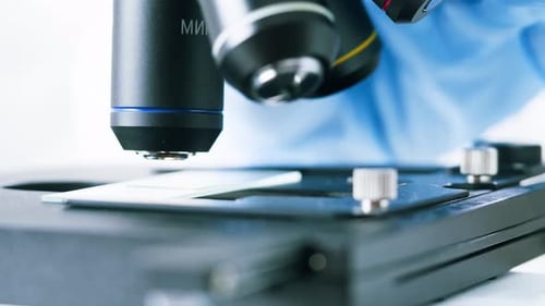 Close Up of Microscope in a Lab