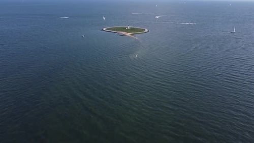 Small Lighthouse on small island in Massachusetts