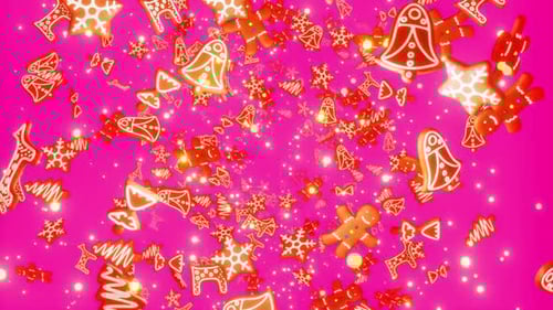 Bright Pink Christmas Gingerbread Cookies Celebration Loop