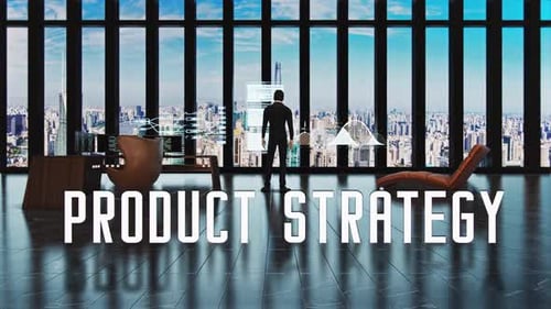 Successful Businessman And Product Strategy Text