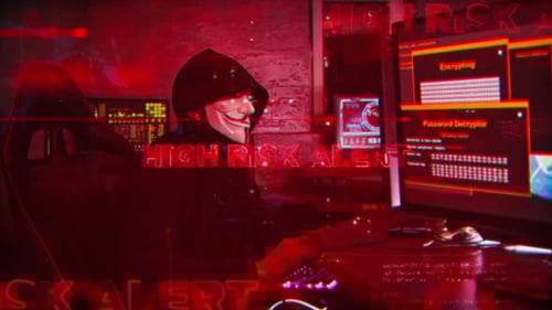 High Risk Alert Text Reveal with Glitch Effect