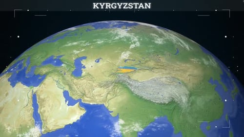 Kyrgyzstan Map From Earth With Flag