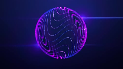 Abstract Tech Sphere with Flowing Neon Lines
