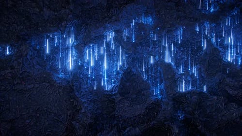 Glowing neon light trails flow. Abstract synthwave background. Seamless loop