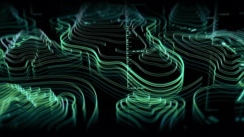 Futuristic Data Topographic Map Animation