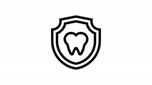 Animated Line Art Shield Icon with Tooth Reveal