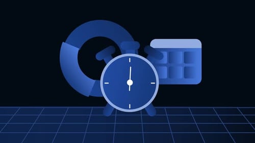 Animated Corporate Elements: Stopwatch, Calendar, and Data Chart