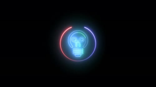Neon electric bulb icon animation .Glowing bulb animated . Vd2126 1