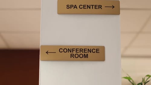 Close Up of Hotel Facilities Plaques