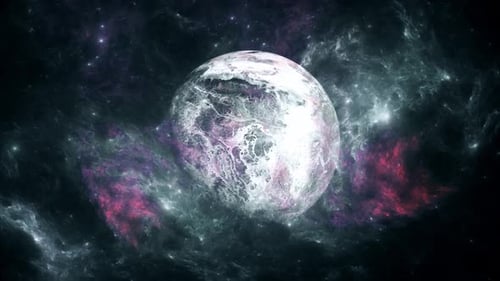 Abstract Cosmic Planet with Shimmering Nebula Background Loop