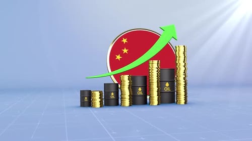 China Oil Revenue Growth With Rising Green Arrow