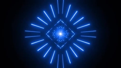 Dynamic blue neon tunnel with bright light and futuristic design