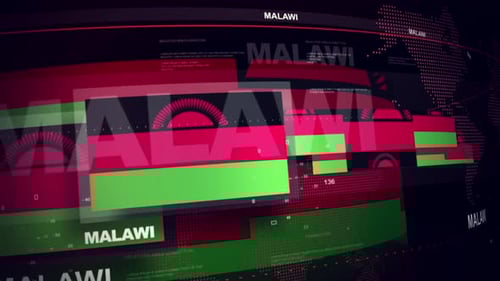 Malawi Flag Futuristic Digital Data Display