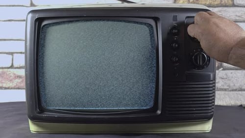 Manual Channel Tuning Noise Screen With Vintage Analog Tv Buttons