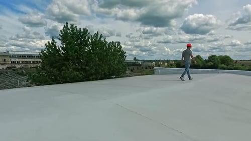 Engineer expert walking on roof.