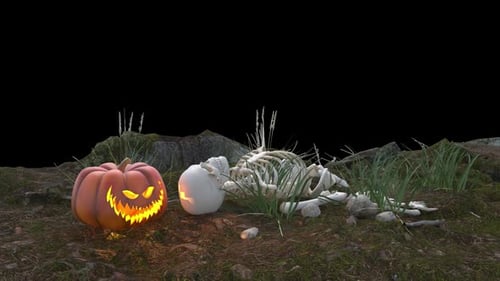 Flickering Halloween Pumpkin and Skeleton Animation