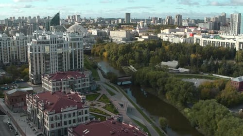 Top View of Beautiful Park Area in Center of Modern City Stock Footage Beautiful Green Park with