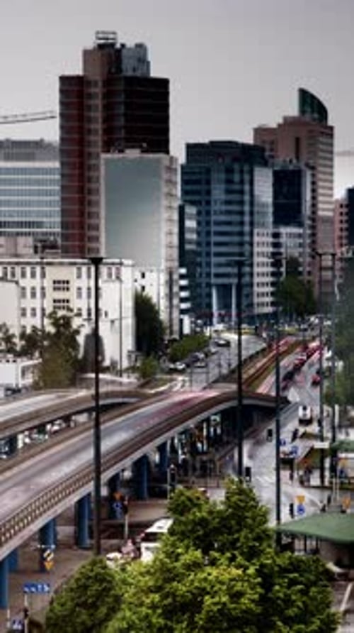 Urban Tempo Cityscape Time-Lapse Warsaw traffic